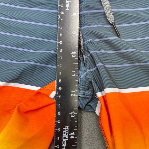 Quiksilver Highline Board Shorts Men Gray Orange Gradient Stripe Swim Trunks - Picture 12 of 16